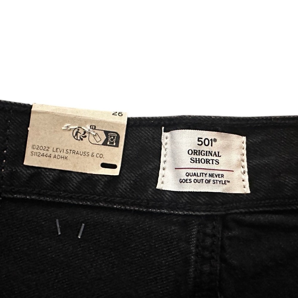 Levis 501 Black High Rise Denim Shorts With Raw Hem Women's 26 - Picture 5 of 5